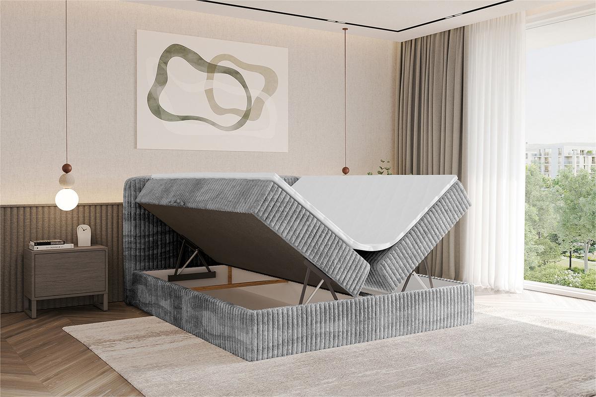 BOXBETT mit Matratze H4 - NINA - 180x200 cm - Hellgrau - Hellgrau, Holzwerkstoff (180/200cm) - ALTDECOR