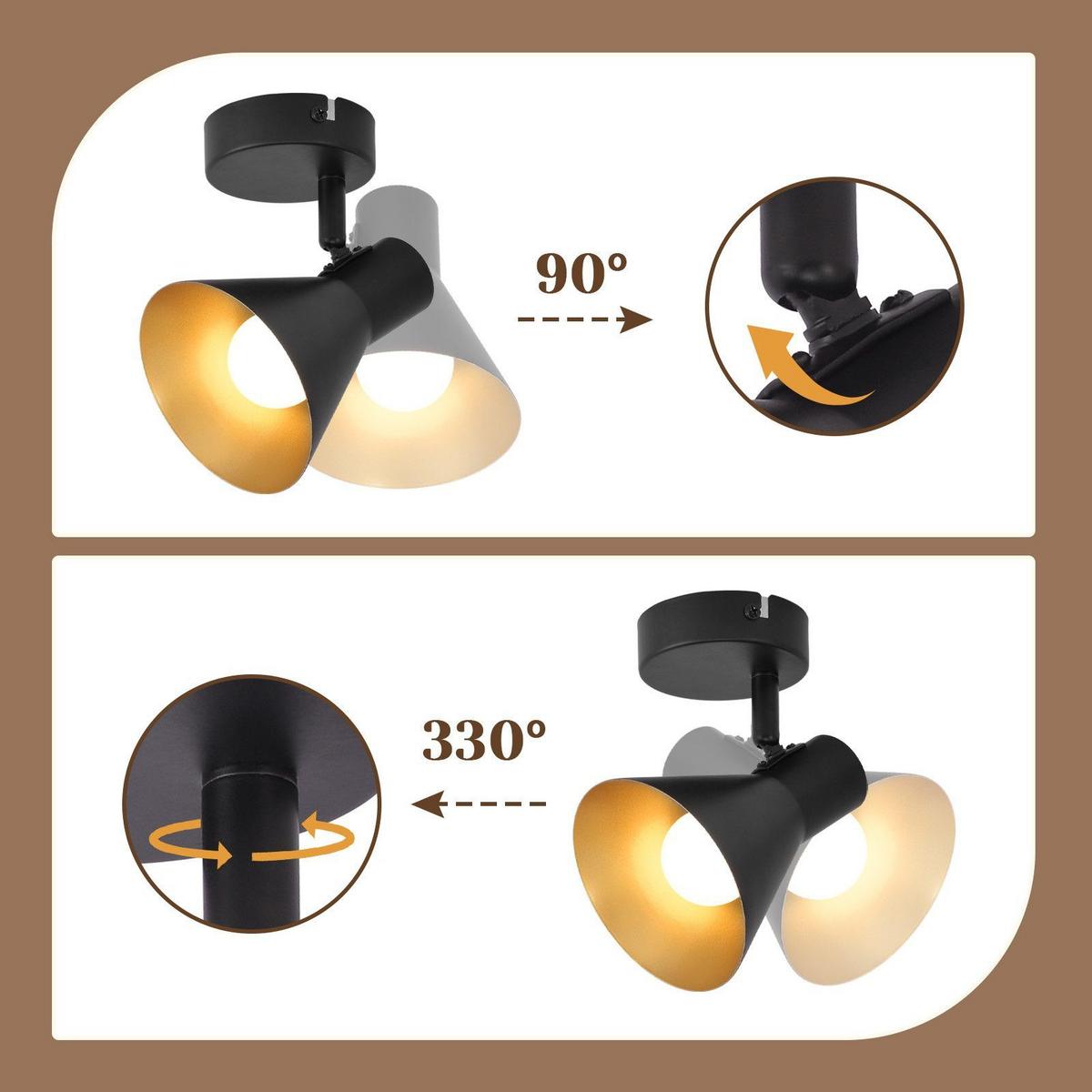 DECKENSTRAHLER Welle 1-flammig 18/18/18 cm - Schwarz, Metall (18/18/18cm) - Nettlife
