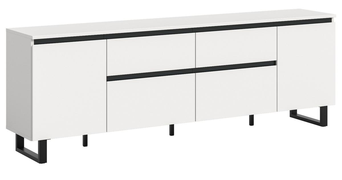 TV-LOWBOARD weiß, schwarz, TV Unterschrank 188 x 65 cm, Soft-Close und Komforthöhe - Schwarz/Weiß, Holzwerkstoff/Metall (188/65/36cm) - Inn.Furn