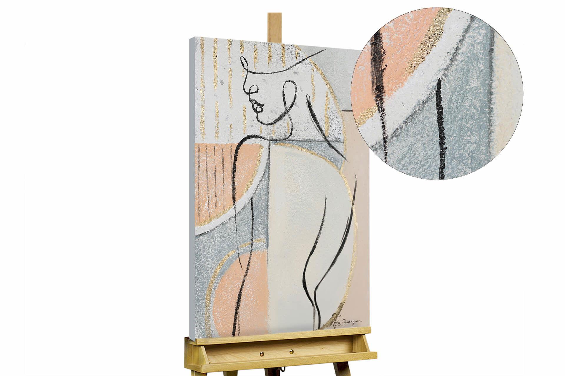 ACRYLBILD HANDGEMALT 50/75 cm - Beige/Schwarz, Holz/Textil (50/75cm) - KUNSTLOFT