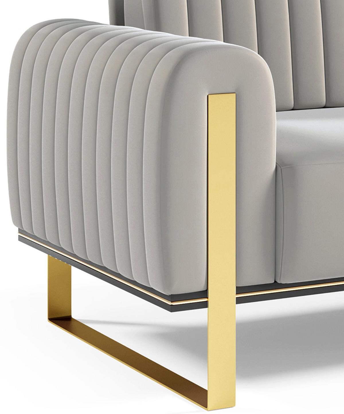 SOFA Parissa 228 cm - Goldfarben/Hellgrau, Textil/Metall (228/79/92cm) - Selsey
