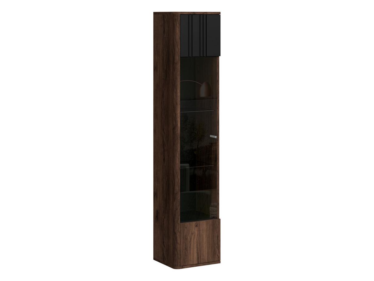 GLASVITRINE Philippe - Nussbaumfarben/Schwarz, Holzwerkstoff (36/164/31cm) - MIRJAN24