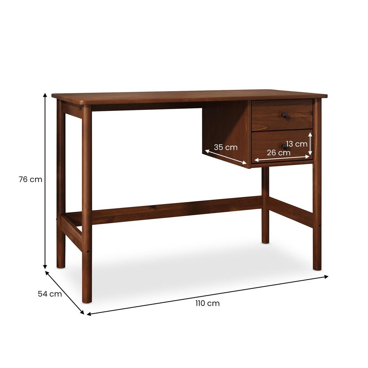 SCHREIBTISCH MARLO - Kastanienfarben, Holz (54/110/76cm) - IDIMEX
