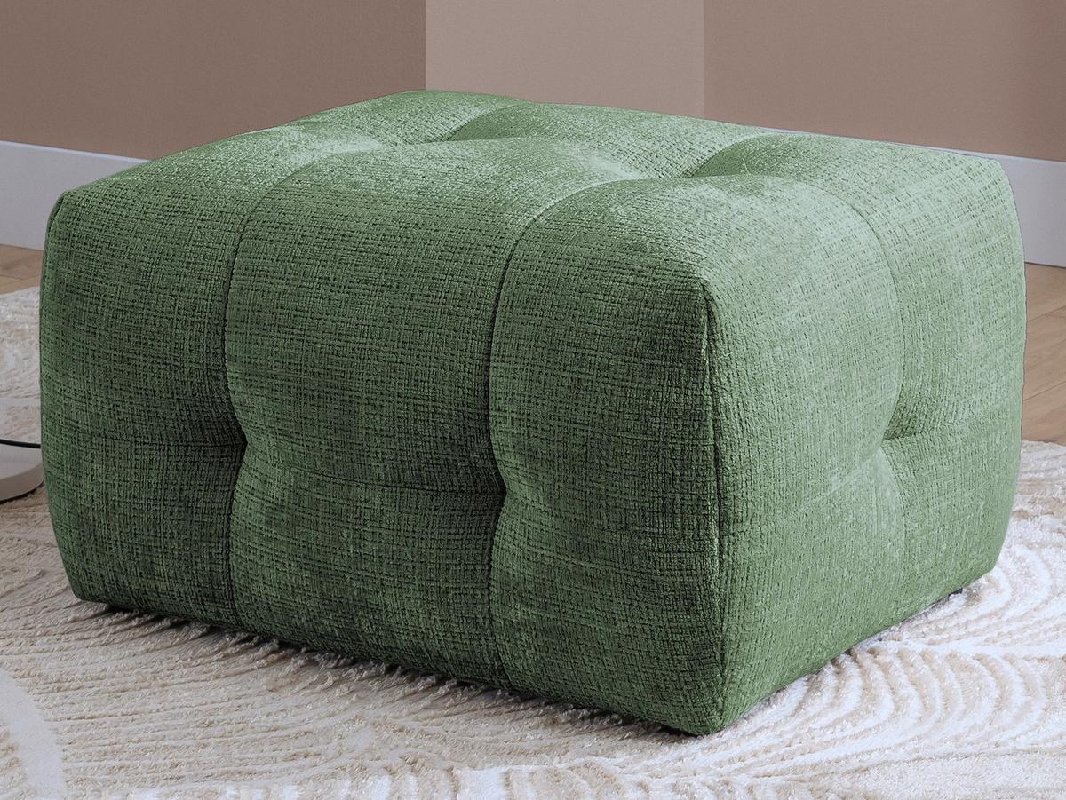 POLSTERHOCKER mit raffinierten Steppungen, zu passendem Sofa, Wellenunterfederung, Chenille-Bezug Grün / 21055 - Schwarz/Grün, Kunststoff/Textil (87/46/68cm) - luma-home