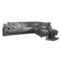 ECKSOFA MADELINE Grau Cord - Schwarz/Grau, Kunststoff/Textil (325/224cm) - KAWOLA