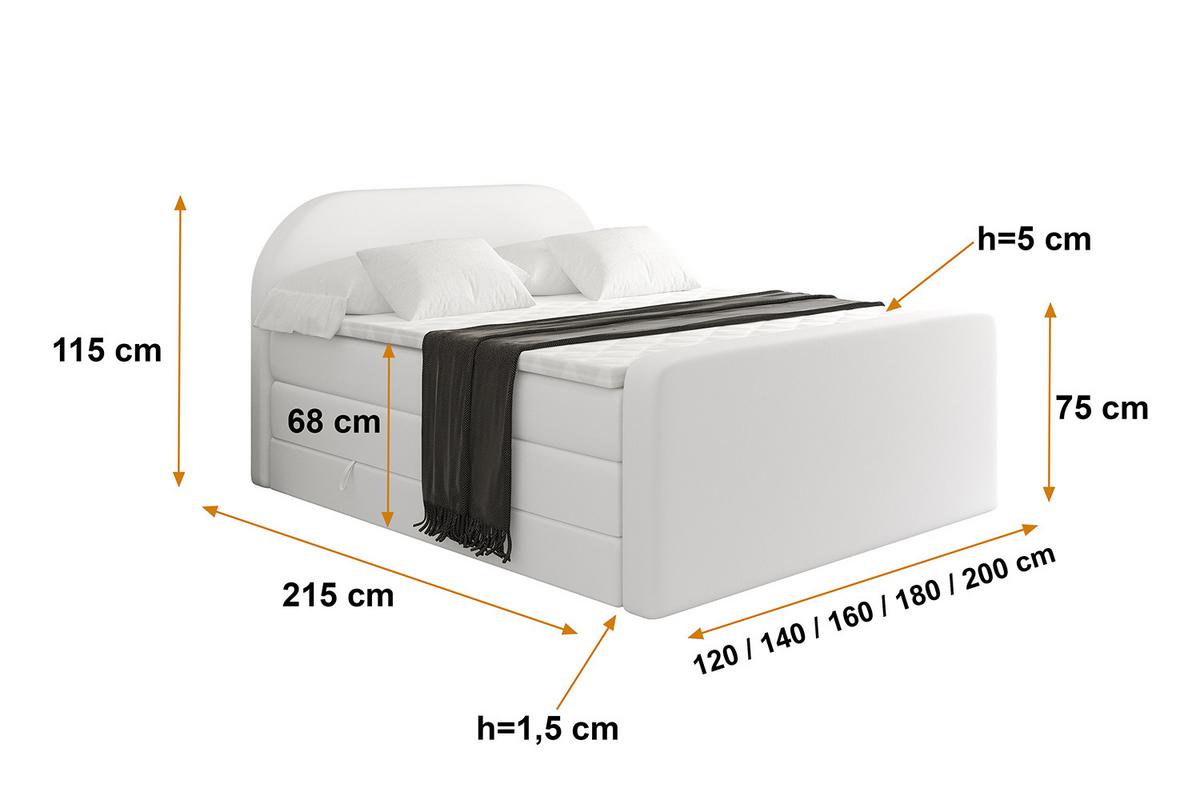 BOXSPRINGBETT mit Matratze und Lattenrost - NOX-Z KING-200x200 - Weiß Kunstleder - Weiß, Holzwerkstoff (200/200cm) - ALTDECOR