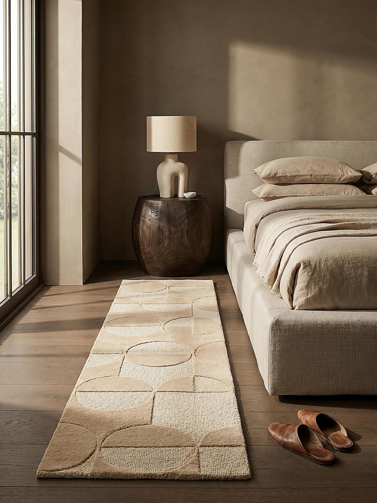 WOLLTEPPICH DEBEN, geometrisch, aus Wolle, Natur, 60 x 230 cm - Braun, Textil (230/60cm) - KADIMA DESIGN