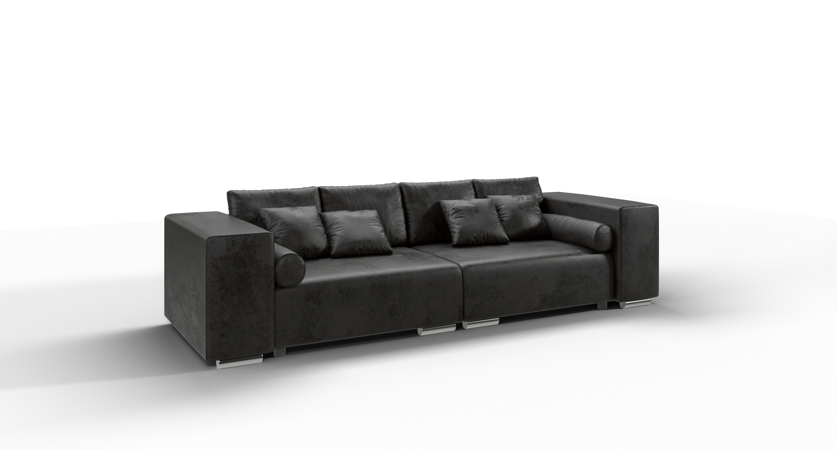 BIGSOFA Rico Anthrazit Microfaser Vintageoptik - Anthrazit/Schwarz, Kunststoff/Textil (290/80/110cm) - S-Style