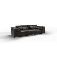 BIGSOFA Rico Anthrazit Microfaser Vintageoptik - Anthrazit/Schwarz, Kunststoff/Textil (290/80/110cm) - S-Style