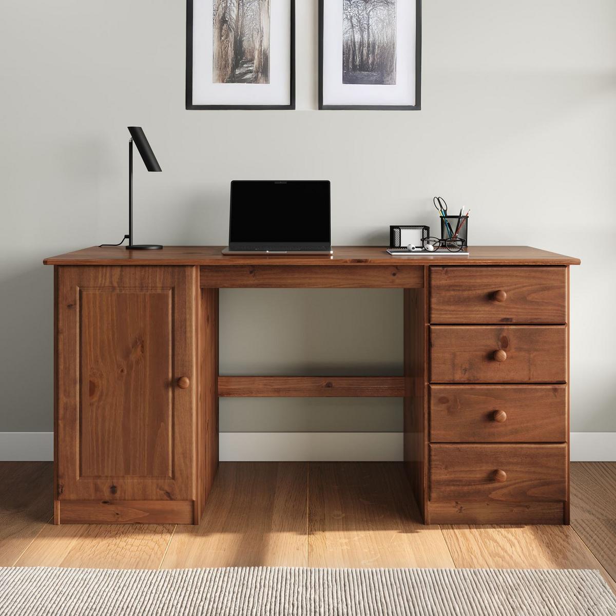SCHREIBTISCH MANAGER - Kastanienfarben, Holz (54/145/73cm) - IDIMEX