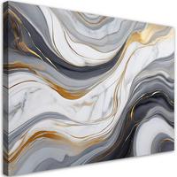 LEINWANDBILD Grauweißer Marmor mit Gold 90x60cm - Weiß, Textil (90/60cm) - Feeby