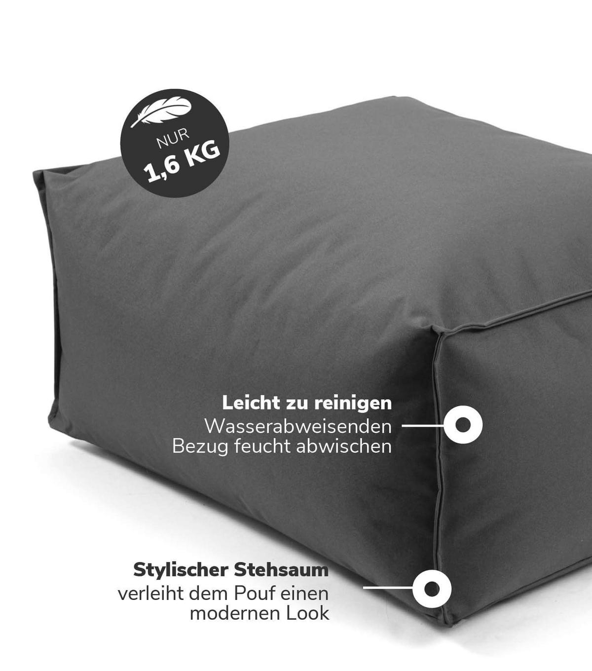OUTDOOR POUF Der Ruhestifter - Anthrazit, Textil (60/30/50cm) - Mokebo
