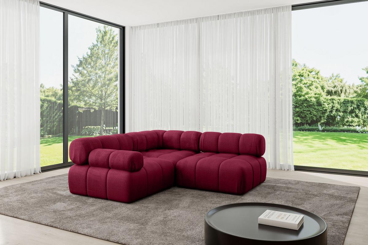 ECKSOFA modulares Sofa Mende-L1 - 190x190x70 cm Bordeauxrot Velours - Bordeaux, Holzwerkstoff/Textil (190/190cm) - ALTDECOR