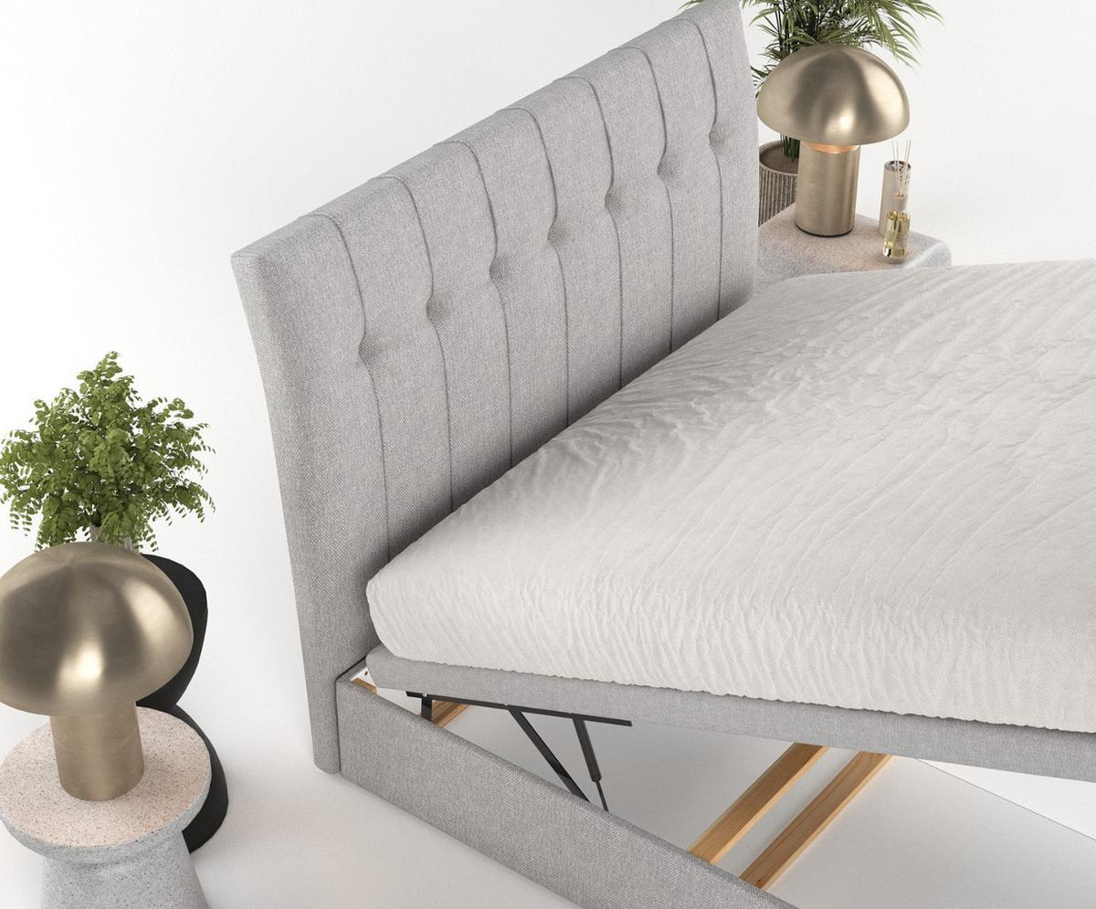 POLSTERBETT Kelsea mit Stauraum 120/200 cm Grau im Megan Stoff - Schwarz/Grau, Holz/Holzwerkstoff (120/200cm) - AltaBeds