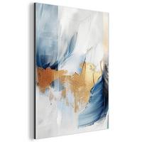 METALLBILD Gold - Blau - Aquarell - Kunst - Modern 30x40 cm - Hellblau, Metall (30/40cm) - MuchoWow