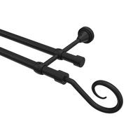 GARDINENSTANGE Primus Allegra 140 cm, 2-läufig (ohne Ringe), 16 mm Ø Schwarz - Schwarz, Metall (140cm) - INTERDECO