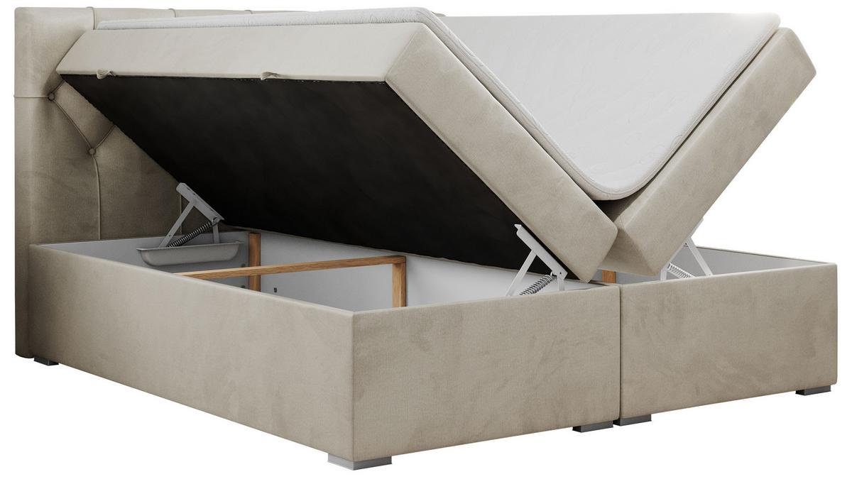 BOXBETT ALDA 140/200 Beige Velvet - H3 - Beige, Holz/Textil (140/200cm) - MKS