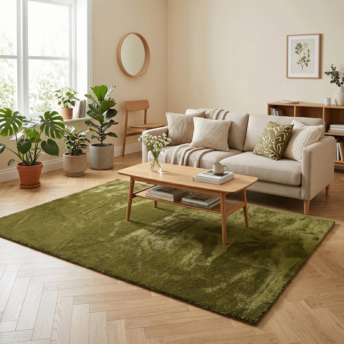 SUPER SOFT HOCHFLORTEPPICH LIVORNO - Grün, Textil (100/100cm) - Snapstyle