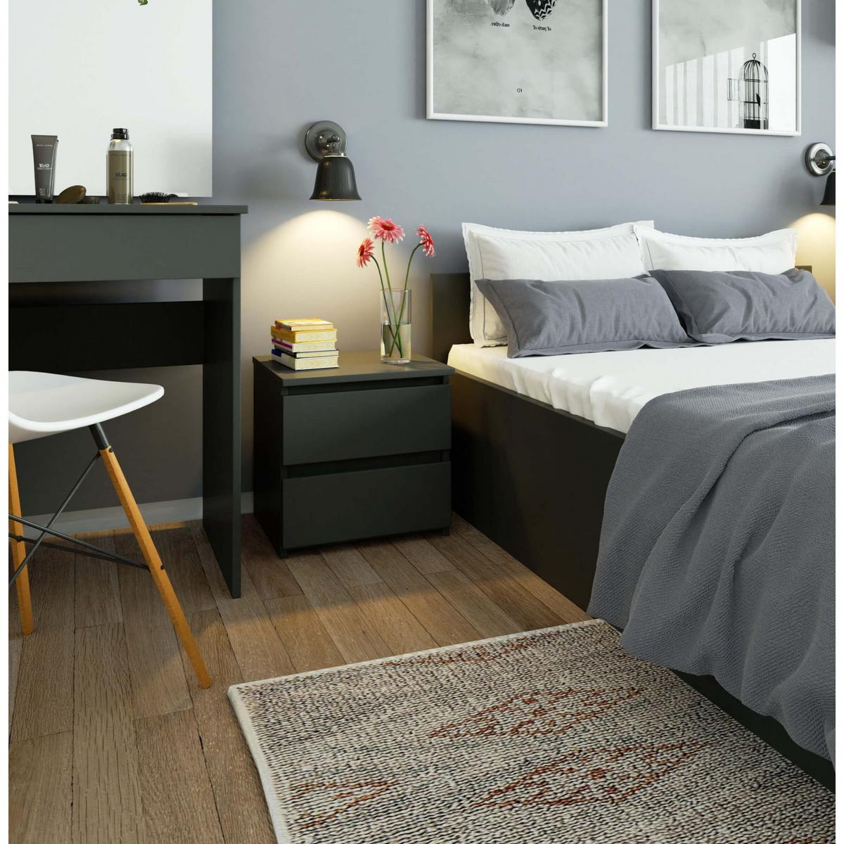 NACHTTISCH Graphit Grau 40/40/35 - Graphitfarben, Holzwerkstoff (40/40/35cm) - RAUMHIRSCH FURNITURE