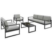 GARTENSET Stella mit Sofas, Sessel und Kaffeetisch, mit Metallrahmen, Beige - Beige, Metall - Beautysofa