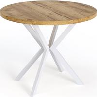 ESSTISCH Della runder ausziehbarer, Craft Eiche 100-180/100/76 cm - Eiche Wotan/Weiß, Holzwerkstoff/Metall (100/180/76cm) - WFL GROUP