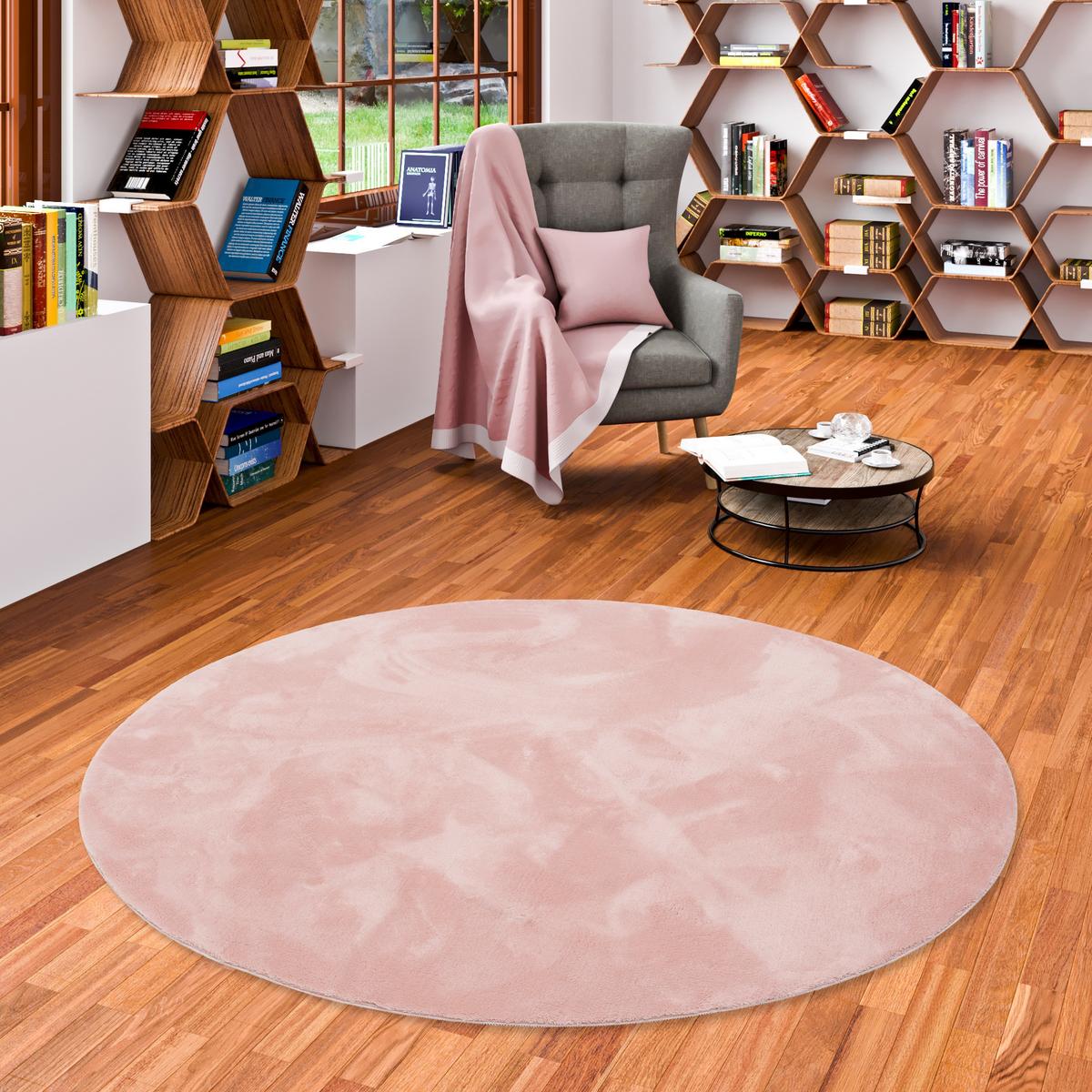 FELLTEPPICH SUPER SOFT PEARL RUND - Rosa, Textil (160/160cm) - Pergamon