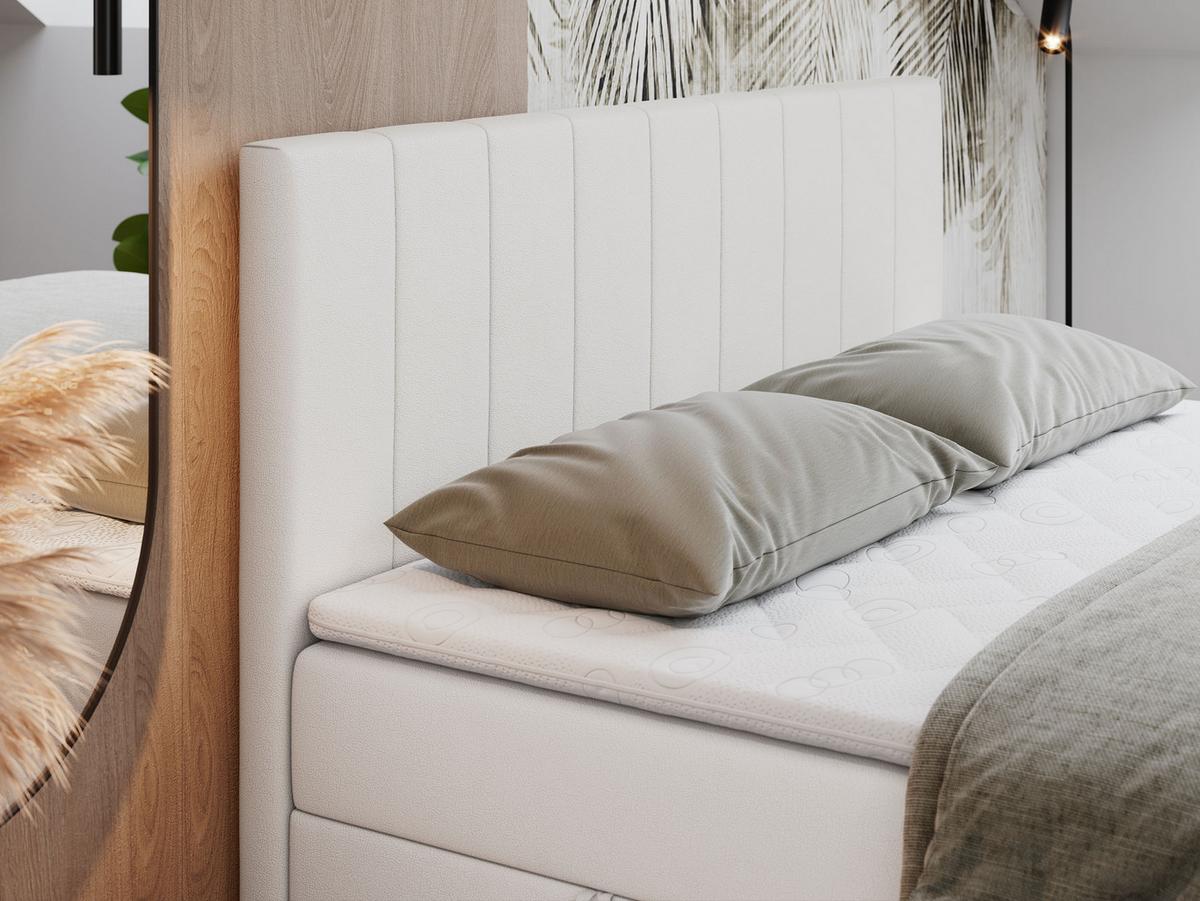 BOXBETT LOPE 120/200 - Weiß Kunstleder - H4 - Weiß, Holz/Textil (120/200cm)