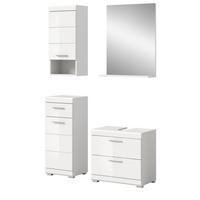 BADMÖBEL-SET weiß Hochglanz 4-teilig 112 cm, Komplettset mit viel Stauraum - Weiß Hochglanz, Glas/Holzwerkstoff (112/191/37cm) - Inn.Furn