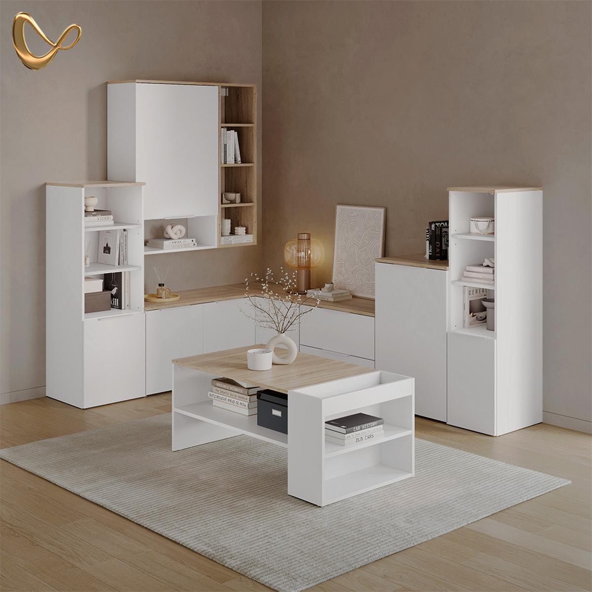 UNIVERSALSCHRANK Piave Weiß/Sonoma mit einer Tür - Weiß/Sonoma Eiche, Holzwerkstoff (40.2/120/40cm) - Livinity®