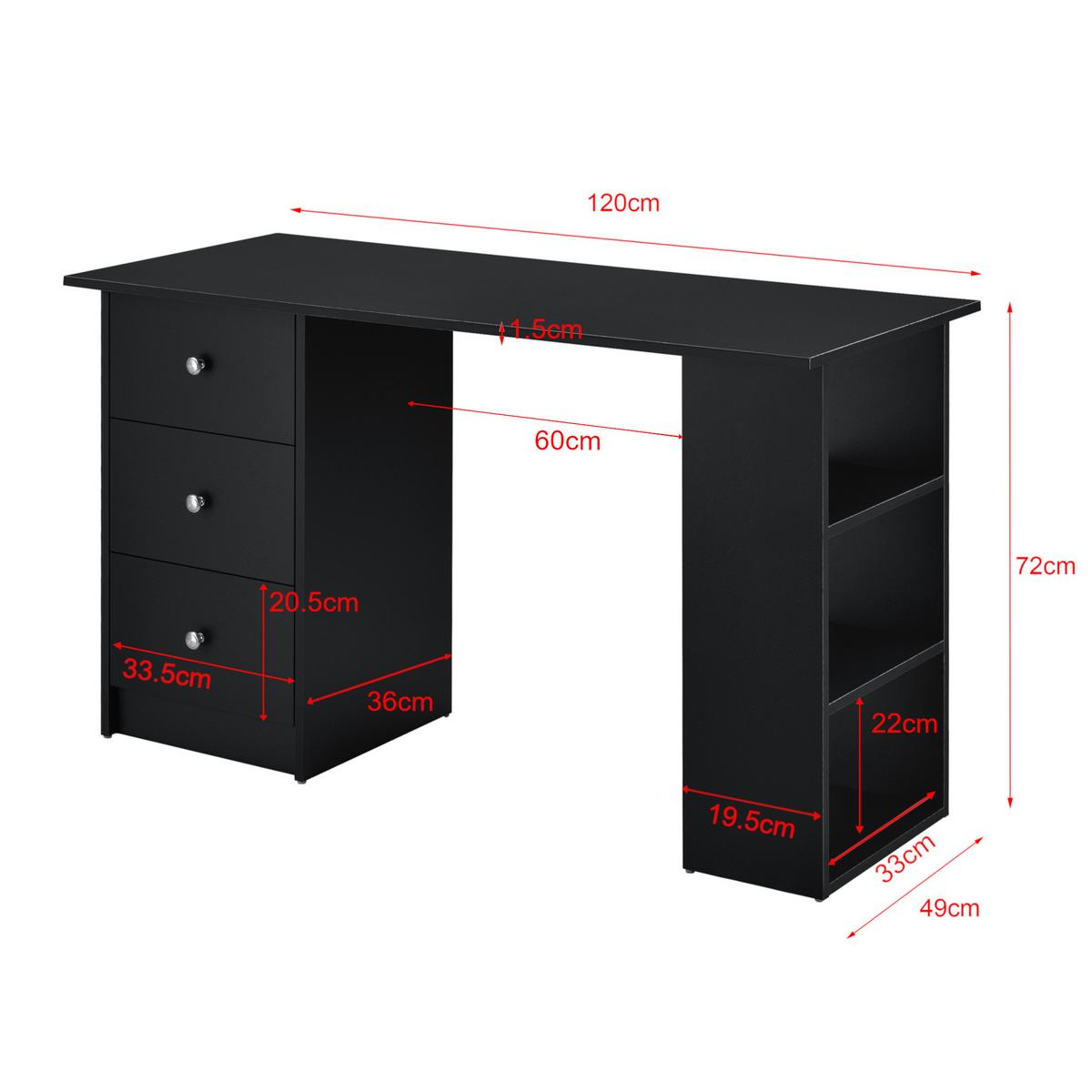 SCHREIBTISCH Lemberg - Schwarz, Holzwerkstoff (49/120/72cm) - [en.casa]