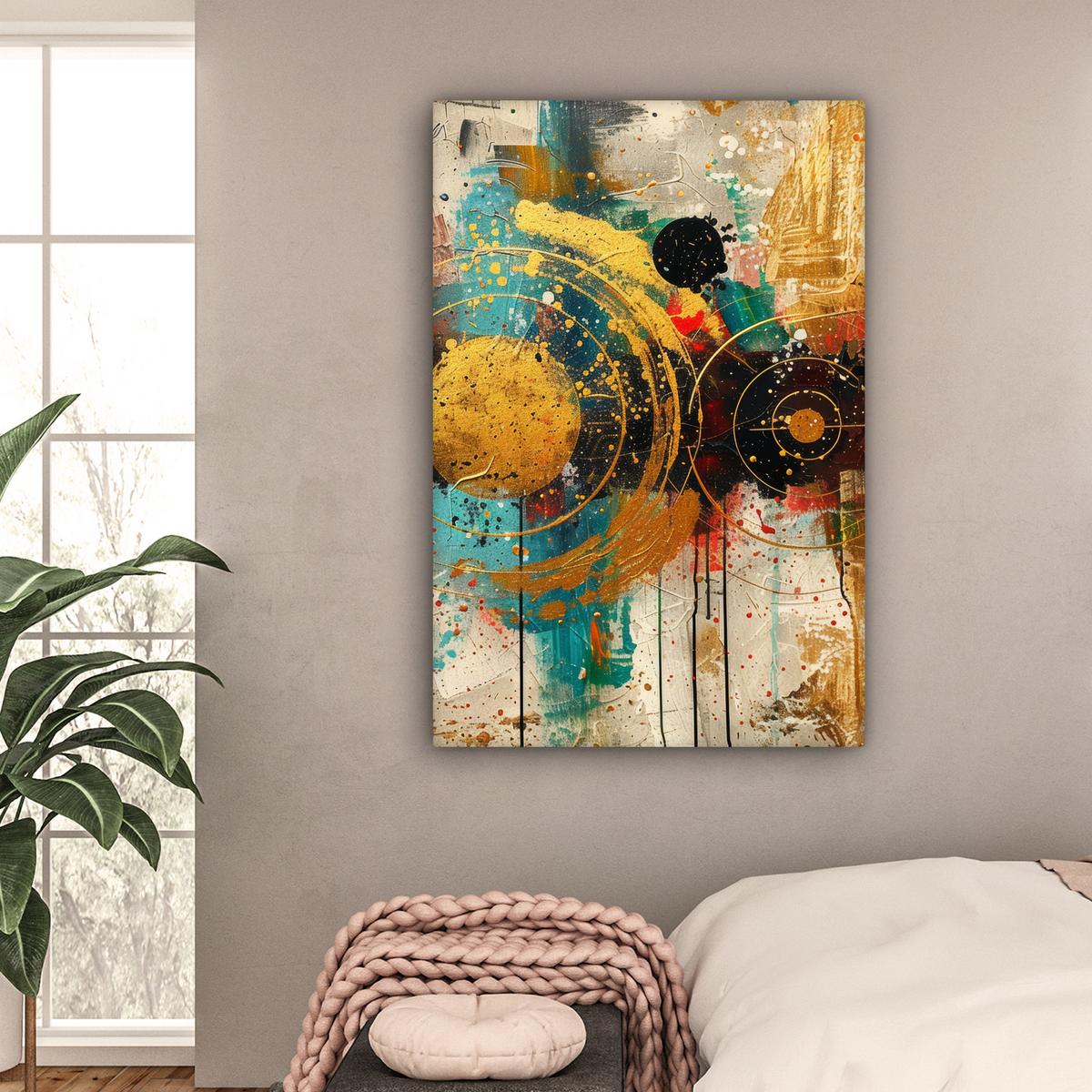 LEINWANDBILD Abstrakt - Kunst - Gold - Modern Deko XXL 80x120 cm - Multicolor, Textil (80/120cm) - MuchoWow