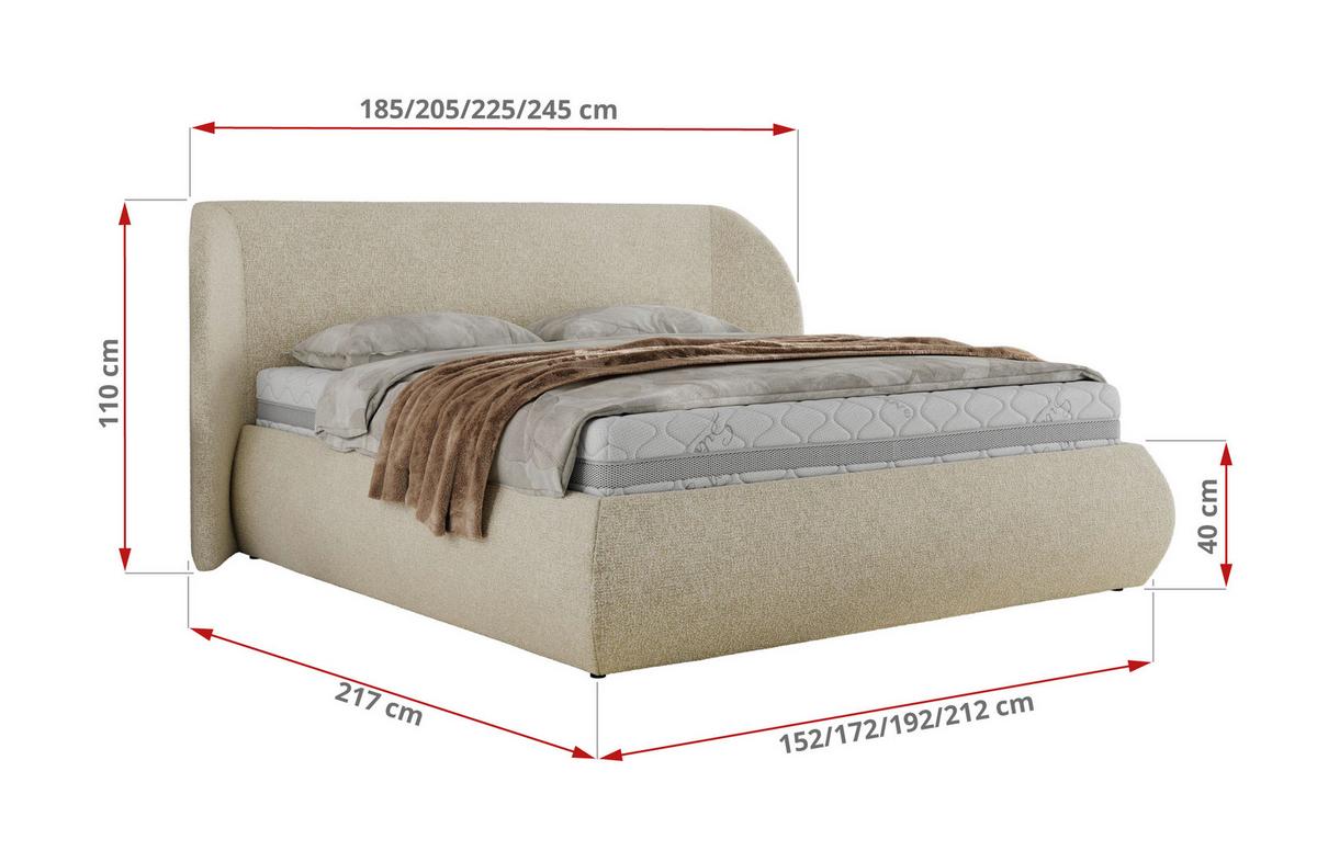 POLSTERBETT CAELA CLASSIC 200/200 - Creme Strukture - Multipocket-Matratze - Creme, Textil (200/200cm) - MKS