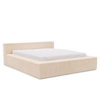 POLSTERBETT 180/200 cm Noord mit Bettkasten und Lattenrost Hellbeige Plüschcord - Beige/Schwarz, Holz/Kunststoff (180/200cm) - S-Style Möbel