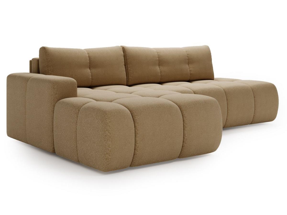 ECKSOFA Montero Bouclé-Stoff Hellbraun Rechts - Hellbraun, Holz/Textil (280/177cm) - Graingold