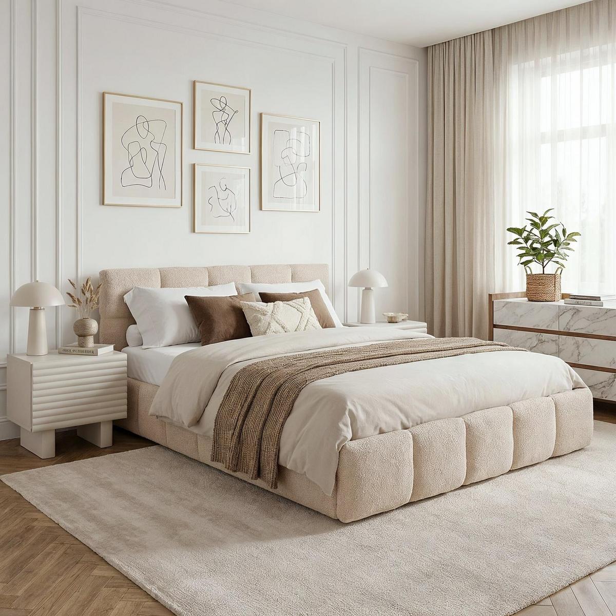 POLSTERBETT CLOUDY 180X200 CM - Beige, Textil (180/200cm) - IDIMEX