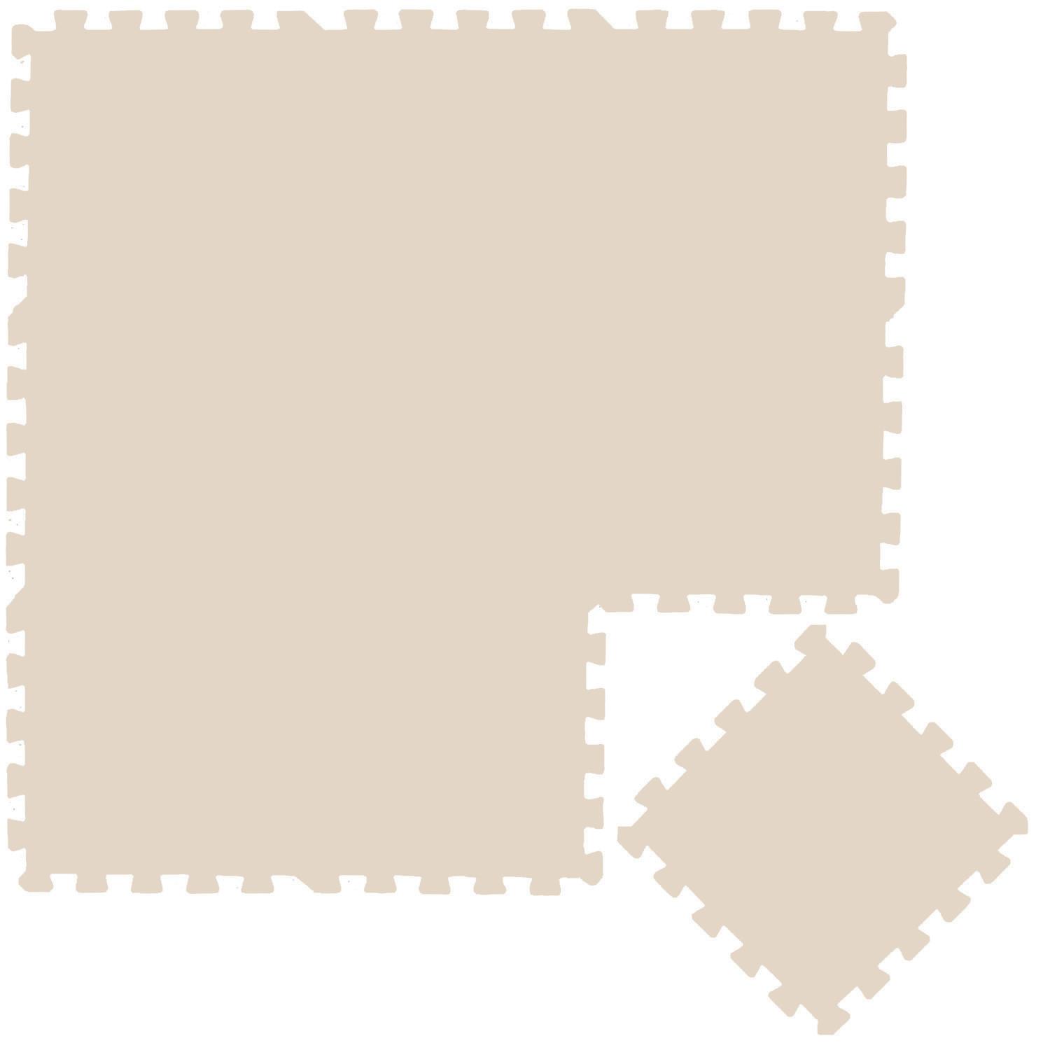 SPIELMATTE ab Null - 90/90/1 cm Puzzlematte Beige - Beige, Kunststoff (30/30cm) - Littletom
