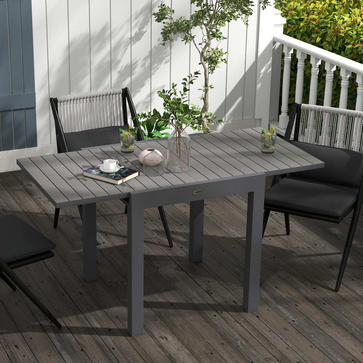 GARTENTISCH, Grau, Aluminium - Grau, Metall (162/80/75cm) - Outsunny