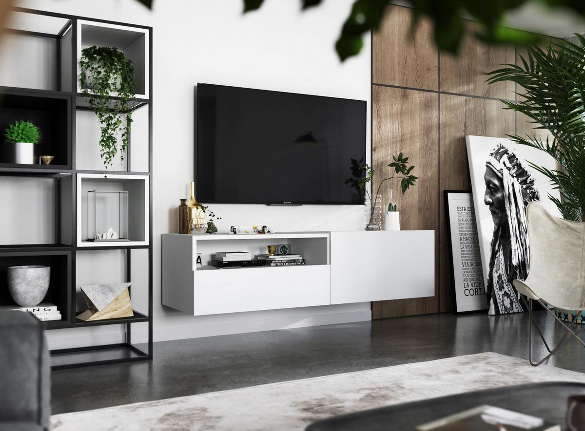 TV-SCHRANK Enjoy Weiß matt Schublade 120 cm - Weiß, Holzwerkstoff (120/30/35cm) - Meble Lindner