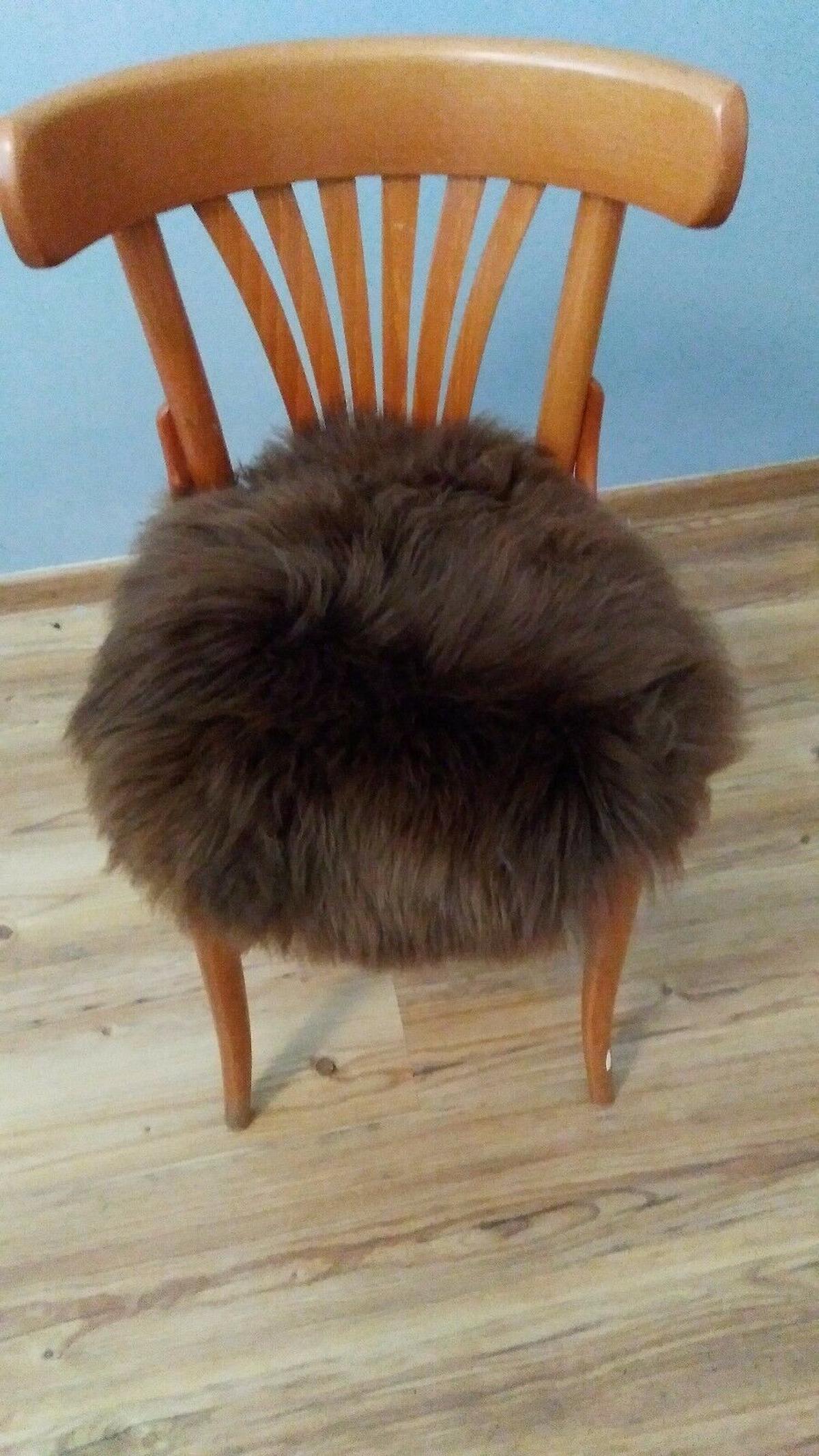 SITZKISSEN Schaffell rund 40 cm Weiß Braun Grau - Braun, Fell (40/40cm) - Provellus