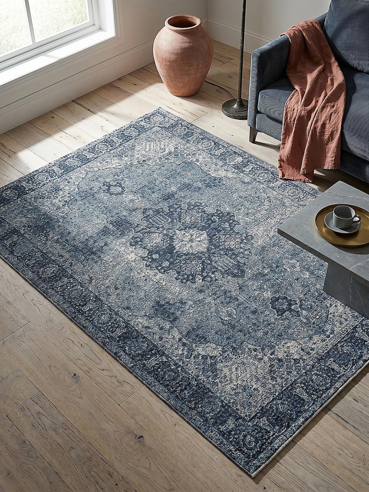 TEPPICH COQUET, im Vintage-Stil, Blau, 120 x 170 cm - Blau, Textil (170/120cm) - KADIMA DESIGN