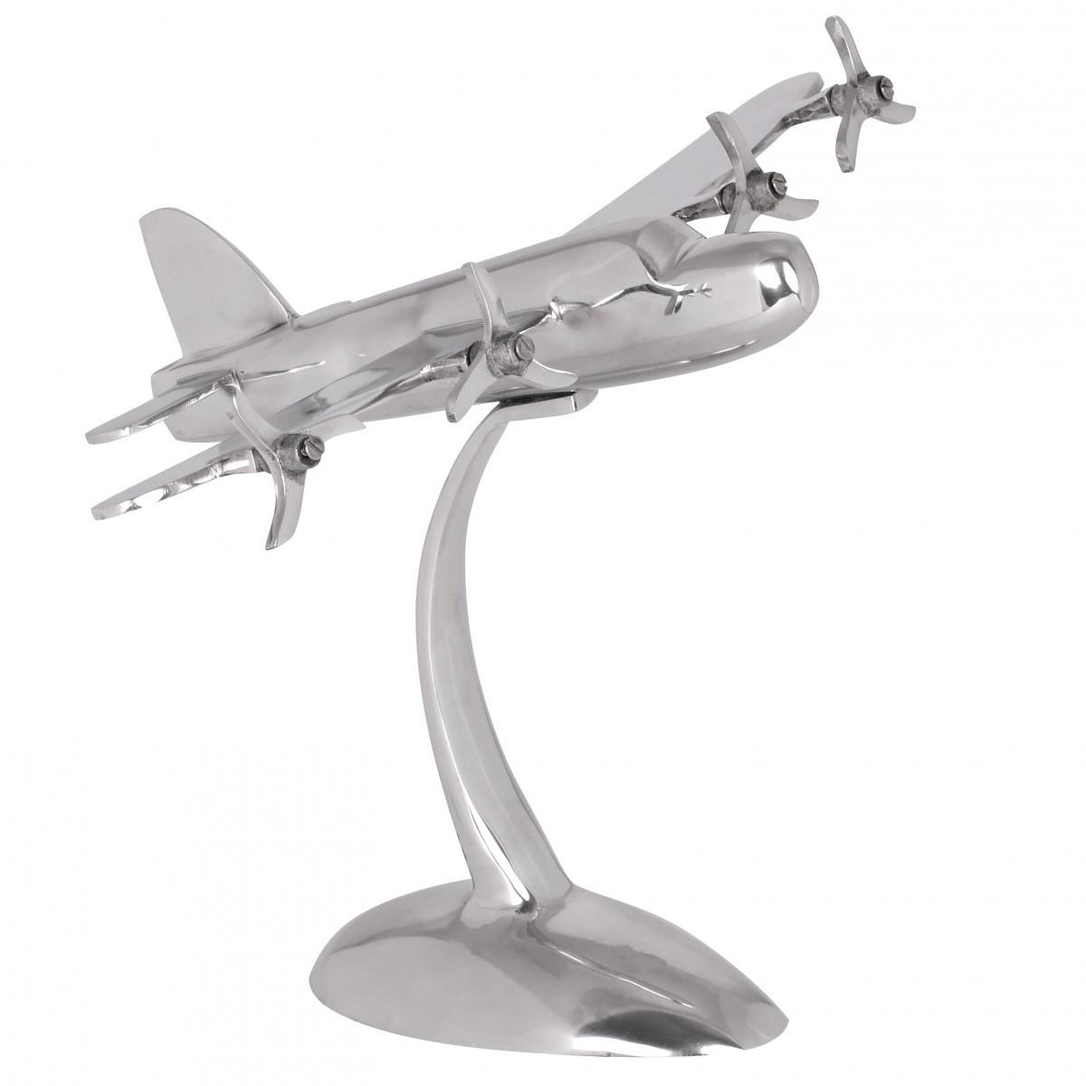DEKOFIGUR Flugzeugpropeller Aluminium Silber 42x30 cm handgefertigt - Silberfarben, Metall (42/42/30cm) - KADIMA DESIGN
