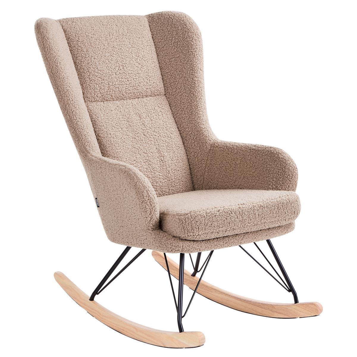SCHAUKELSESSEL Bouclé Beige Luoma - Beige/Schwarz, Textil (69/106/97cm) - Beliani