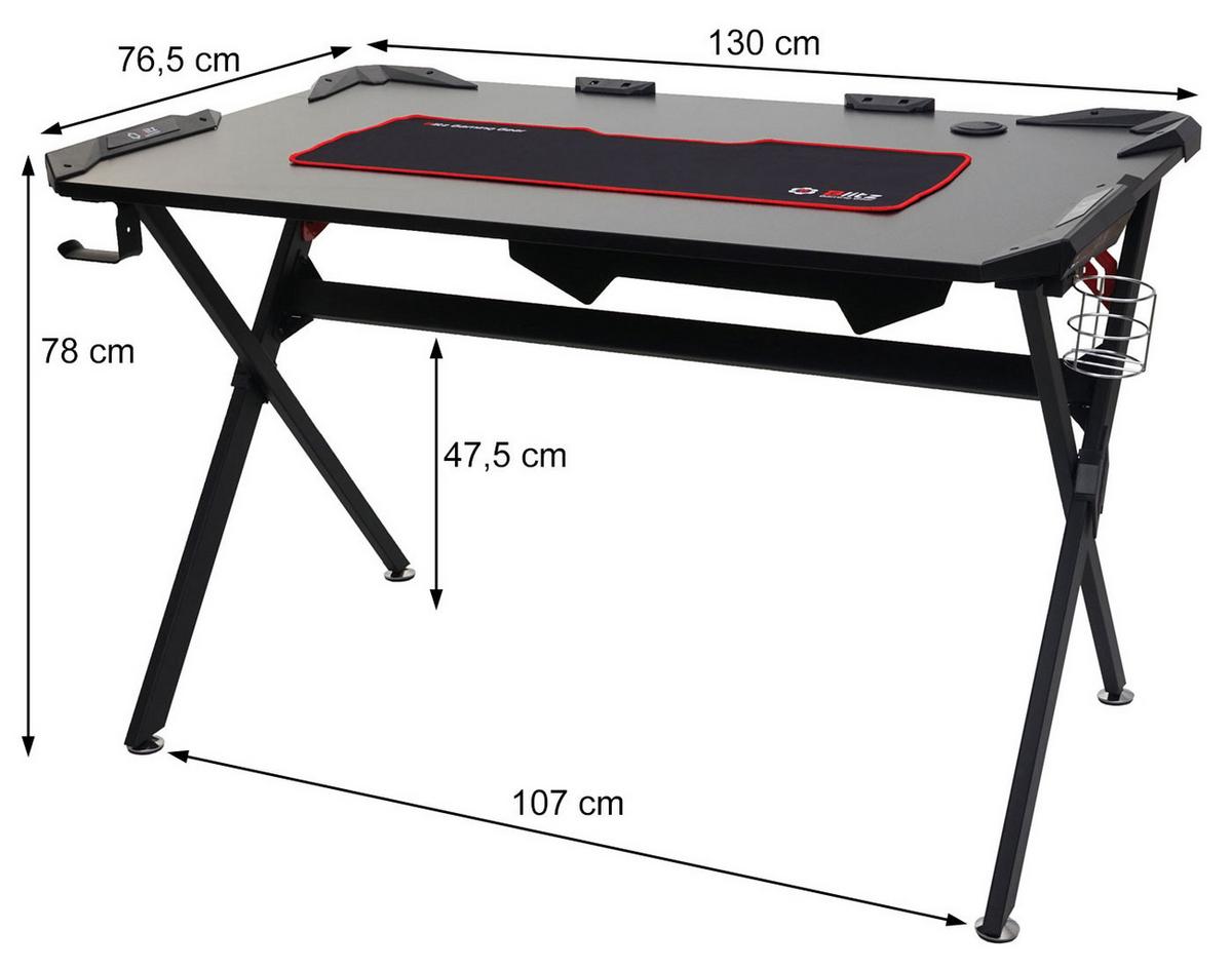 SCHREIBTISCH rechteck Schwarz - Schwarz, Holz (76/130/78cm) - MCW