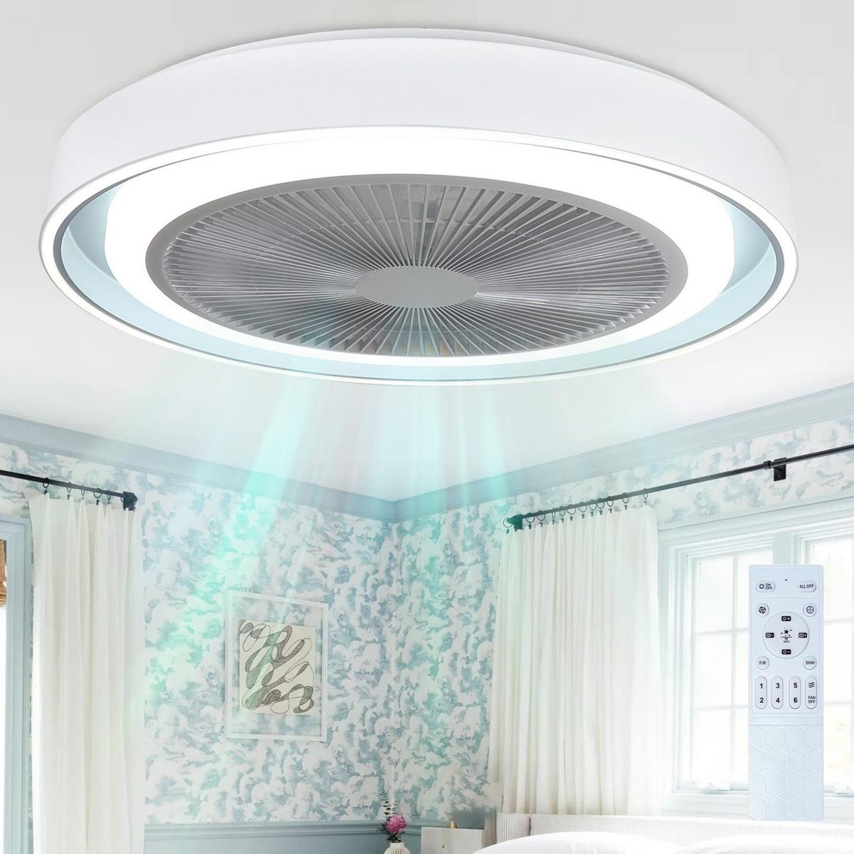 DECKENVENTILATOR Ennis II 50/50/21cm - Weiß, Metall (50/50/21cm) - Nettlife
