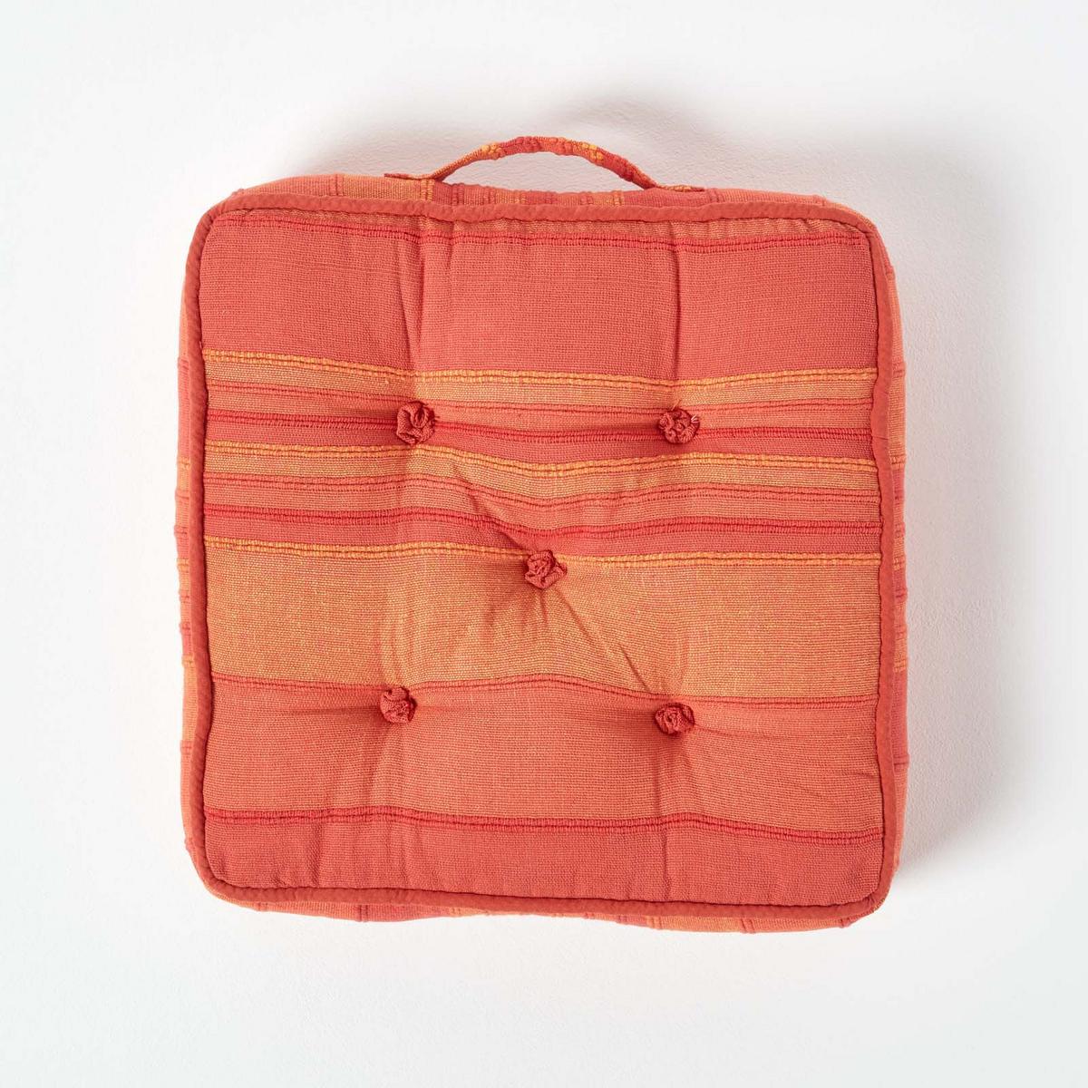 SITZKISSEN Morocco terracotta gestreift 40/40/8 cm - Terracotta, Textil (40/40/8cm) - Homescapes