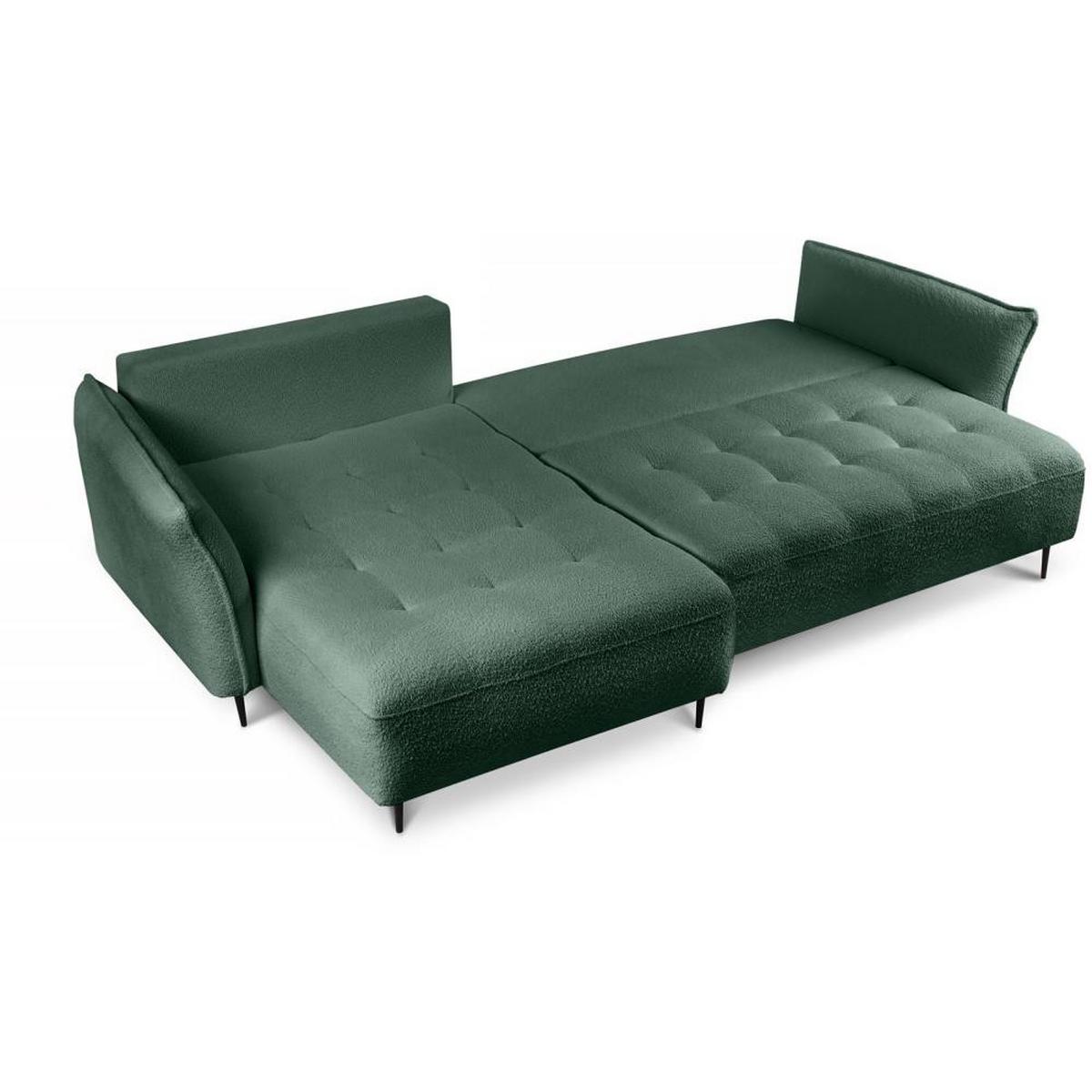 ECKSCHLAFSOFA Bari links grün - Schwarz/Grün, Textil (276/158cm) - Beautysofa