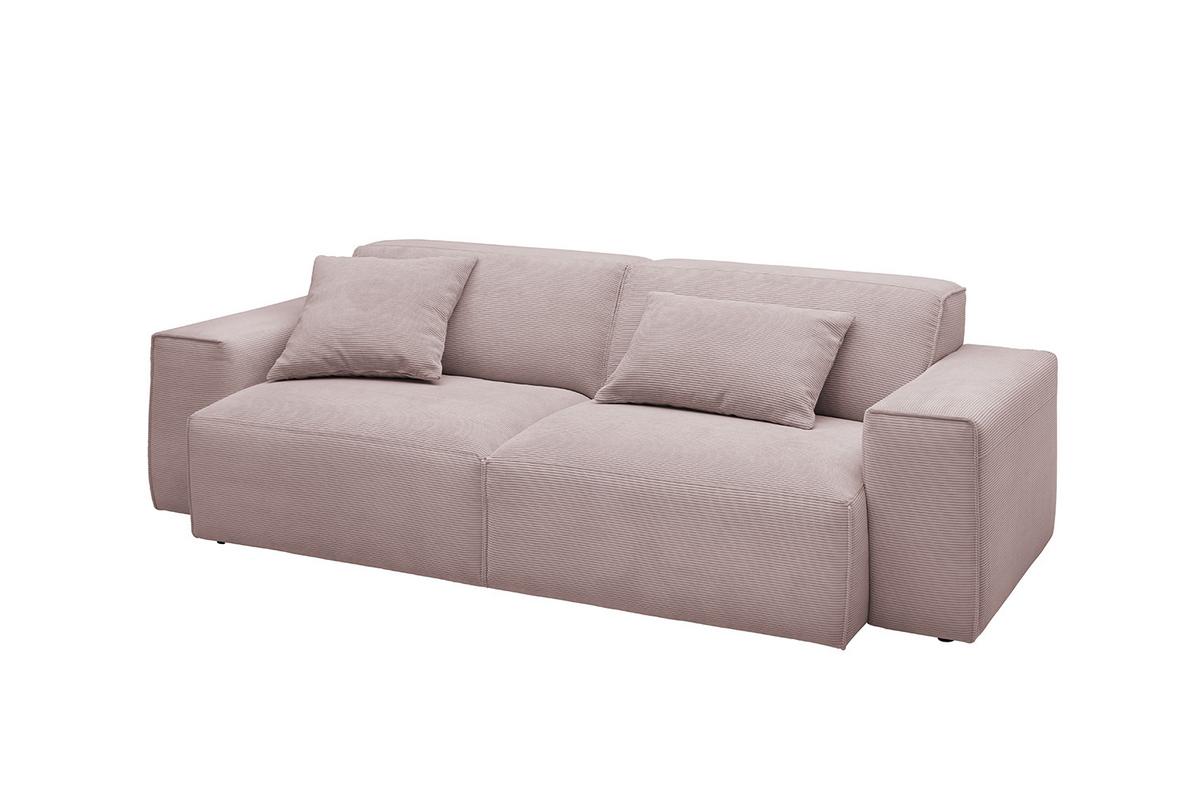 SOFA RANI Pink Cord - Schwarz/Rosa, Kunststoff/Textil (256/71/101cm) - KAWOLA