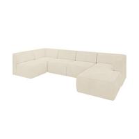 WOHNLANDSCHAFT Ottomane Rechts MOVO-L 345x180x78 cm Beige Cord - Beige, Holzwerkstoff/Kunststoff (180/78/345cm) - ALTDECOR