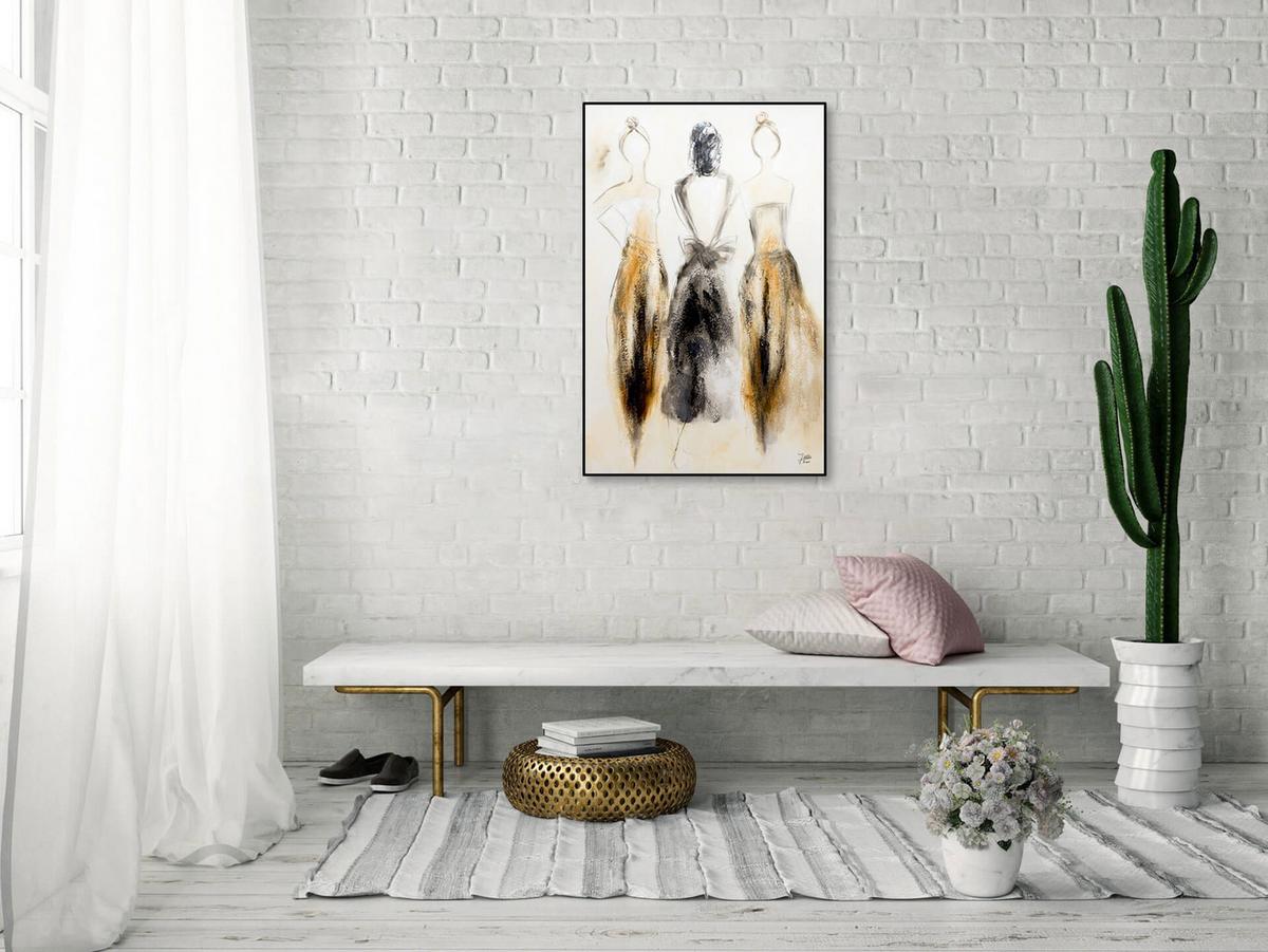 ACRYLBILD HANDGEMALT 60/90 cm - Beige/Braun, Holz/Textil (60/90cm) - KUNSTLOFT