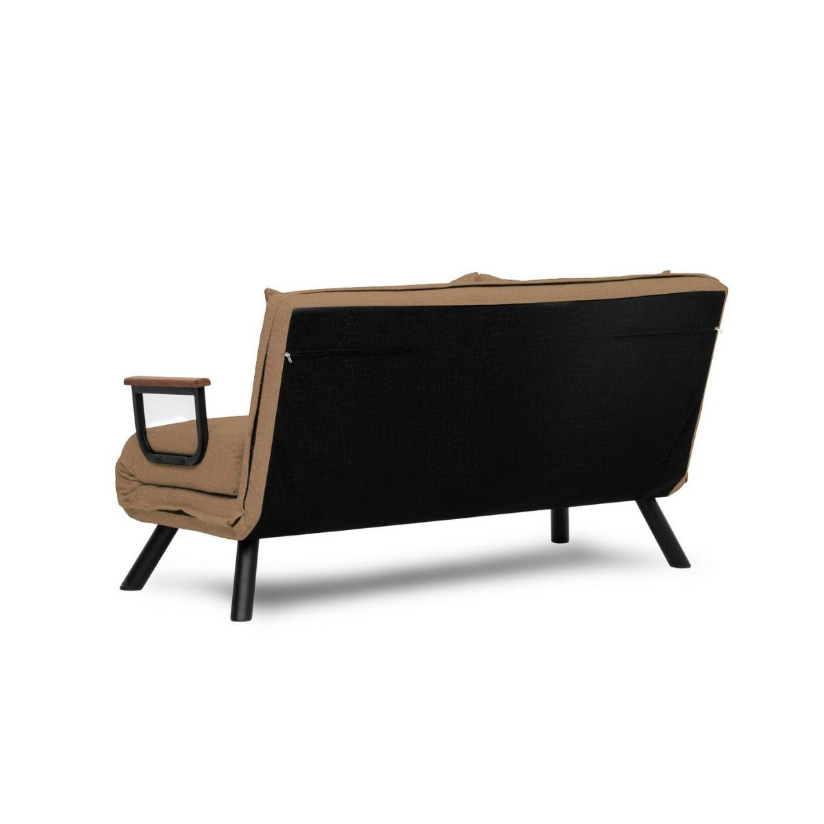 SCHLAFSOFA für 2 Personen mit Stoffbezug und Metallfüßen 133/50/41 cm - Taupe, Metall (50/41/133cm) - Calicosy